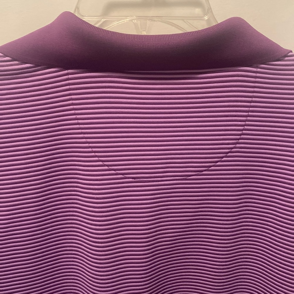 โSOLDโCubavera Menโs Polo Golf Purple Striped Short Sleeve Shirt XL - Picture 5 of 7